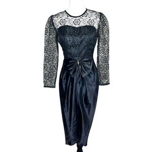 Vintage Wild Dress Strapless w/ Floral Lace Overlay Asymmetric Hem Black Sz 7/8